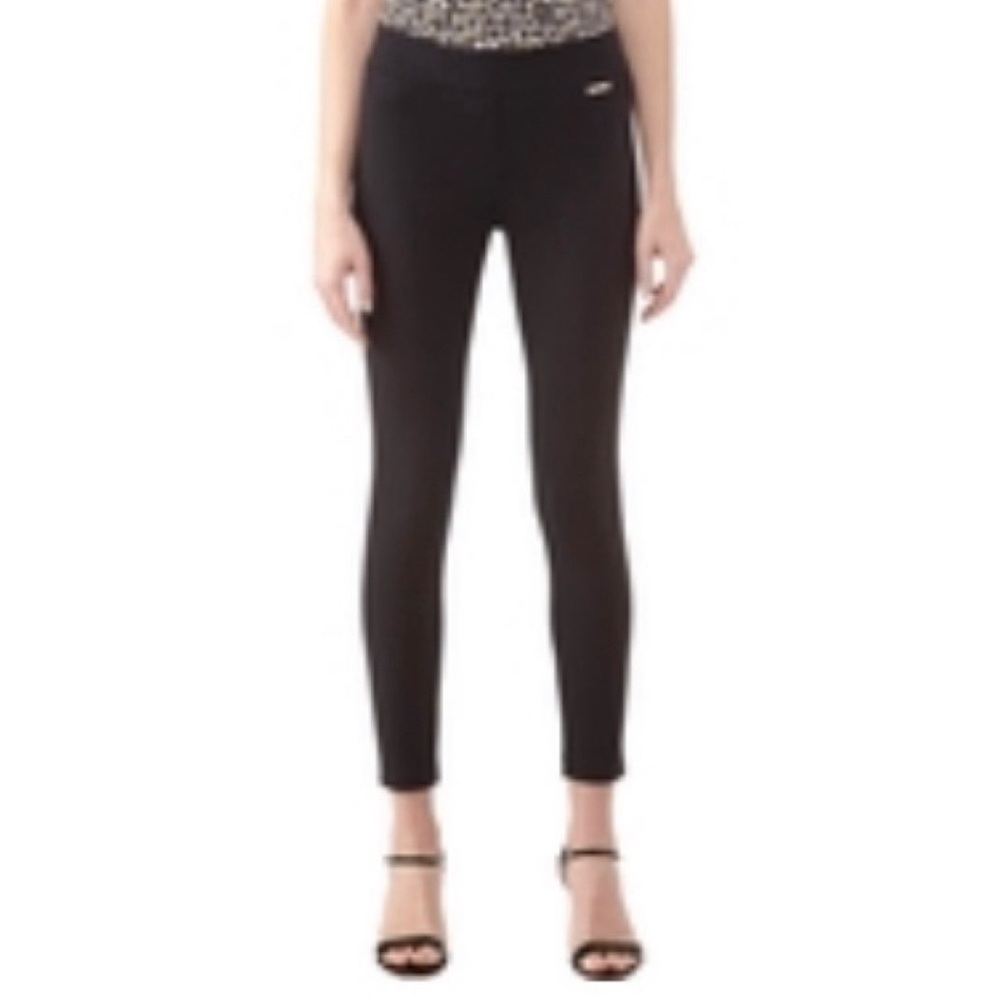 New Women’s XS Petite Michael Kors Black Seamed Mid-Rise Leggings